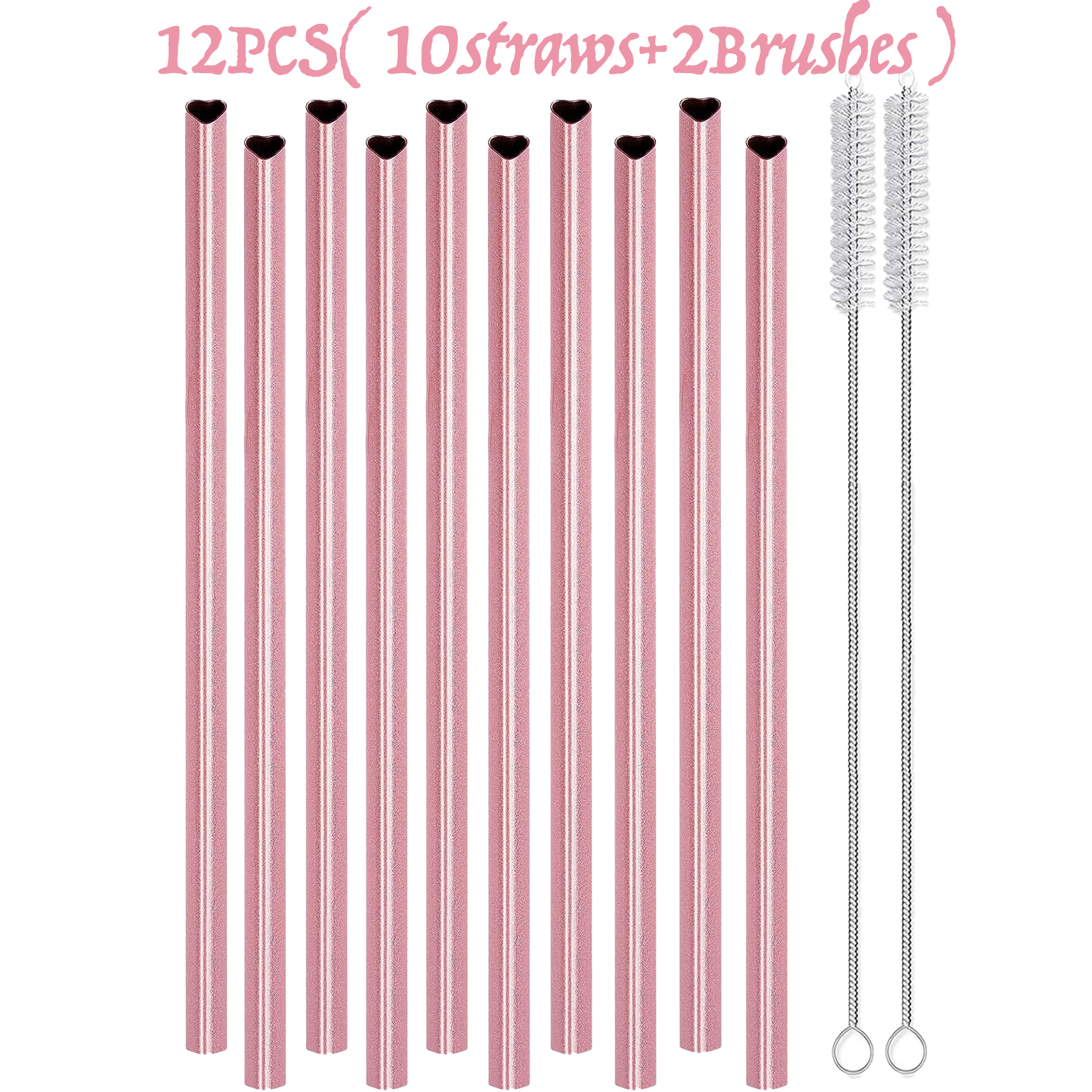Pink 10Straws+2Brushes