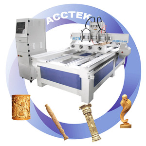 CNCルーター4スピンドルマルチヘッドとロータリーMDFドア製造、家具製造、彫刻作業用 - Product Image 1