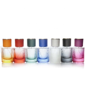 Frasco de vidro colorido para perfume, coluna romana redonda de 30ml, frasco vazio colorido com bomba de vidro