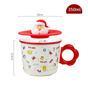 2024 300ml Full Paved Flower Christmas Ceramic <strong>Cup</strong> Gift Coffee Mug Drinking <strong>Cups</strong> With Cover Spoon Gifts - Product Image 5