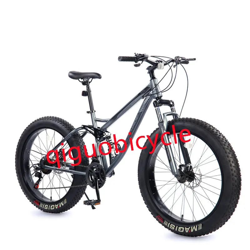 Bicicleta de montaña con suspensión completa, 26 pulgadas, 21 velocidades, nieve, playa, con neumático ancho, venta al por mayor