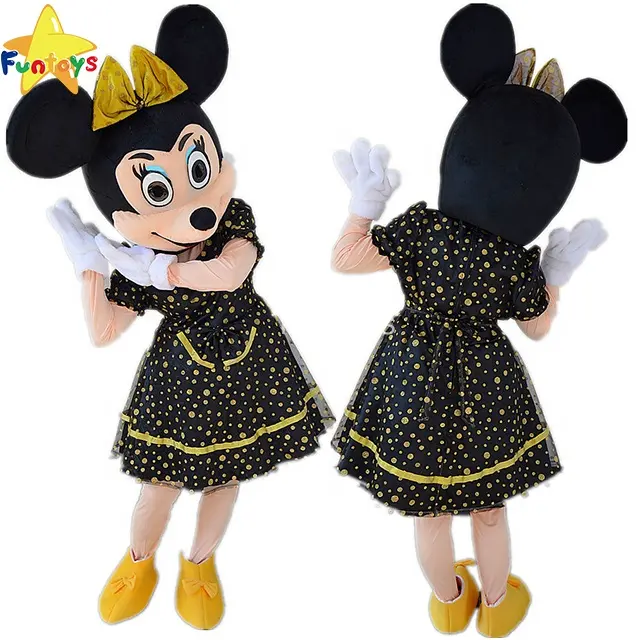 Funtoys CE-disfraz de Mickey y Minnie, disfraz de Mascota de personaje de ratón, vestido de fiesta de fantasía, vestido de Eugen de oro negro