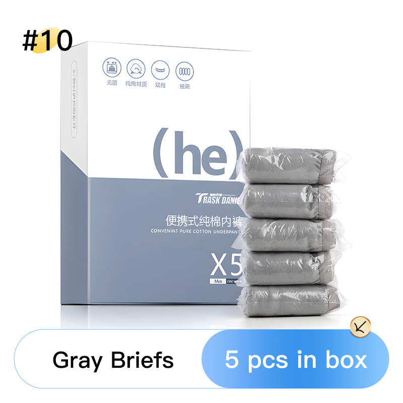 10 boîte Gray-Briefs-5pcs-in