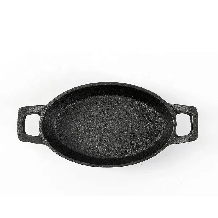 Chảo Đĩa Hình Bầu Dục Bằng Gang Chống Dính Cho Nhà Bếp 2022 Chảo Gratin Paella Mini