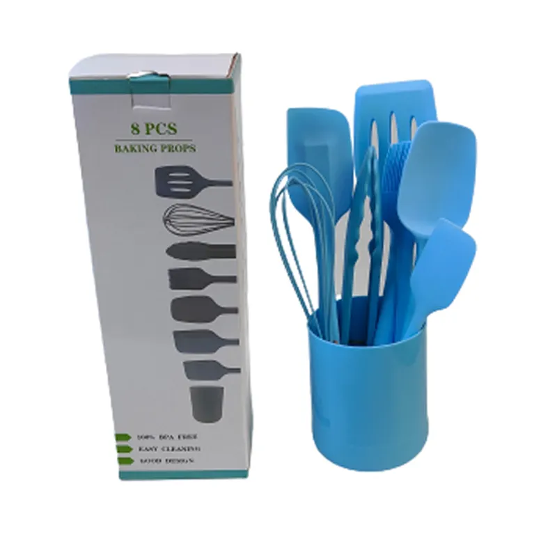 Juego de utensilios de cocina de silicona y plástico azul de 6 piezas, accesorios de herramientas para el hogar para utensilios de cocina navideños de China