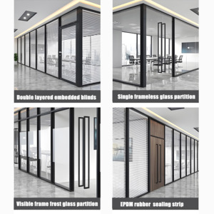 Soundproof Office Wall Partition with Glass for Office <strong>Divisions</strong> Divider Glass Stainless Steel Partition Partition Wall - Product Image 6