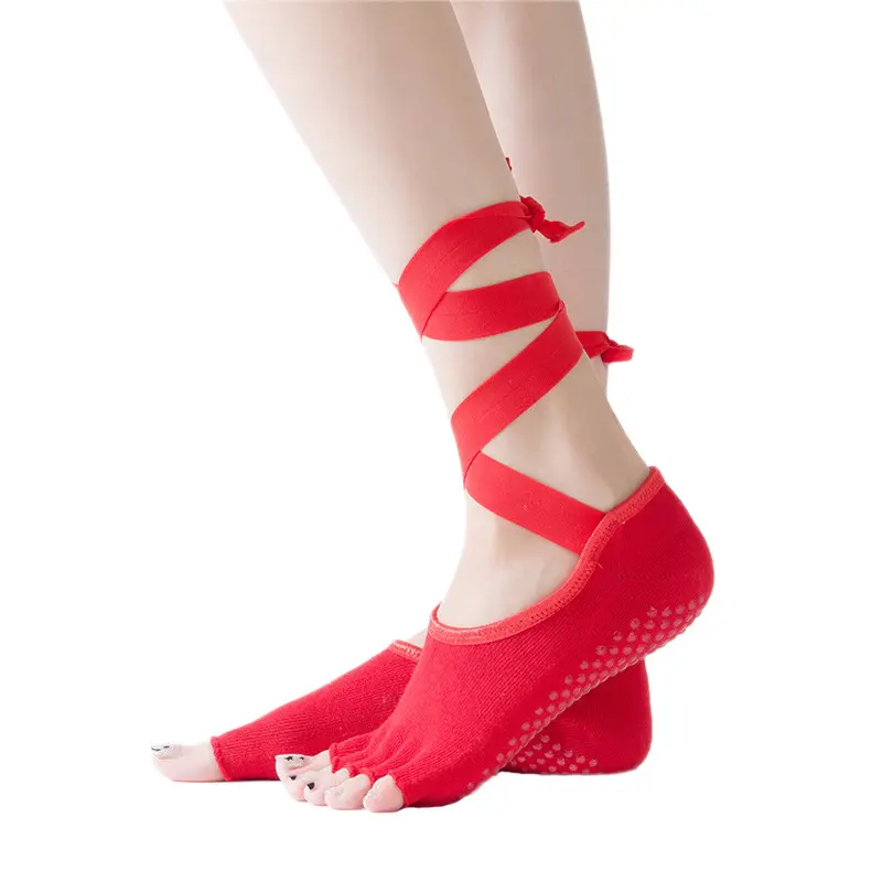 Five Toes Anti Slip Backless Lace-Up Dance For Ballet Custom Logo Open-Toe Yoga Socks