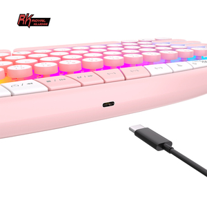 Royal Kludge RK Round pink Mini Gaming <strong>Keyboard</strong> <strong>Programmable</strong> 68 Keys Round Keycaps Retro Typewriter <strong>Mechanical</strong> <strong>Keyboard</strong> for Girl - Product Image 5