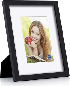 額縁HDアクリル8x10マット付きまたは11x14マット壁と卓上ディスプレイなし写真100% 無垢材ブラックフレーム