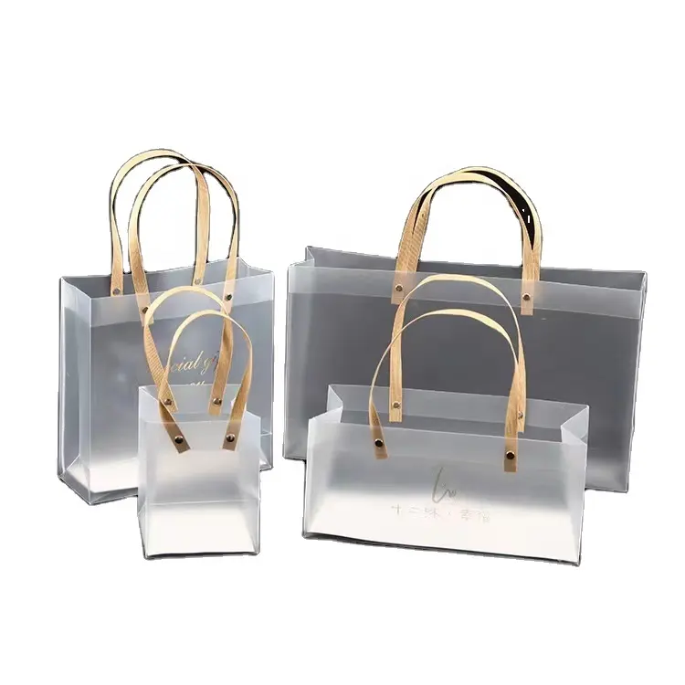 Commercio all'ingrosso LOGO personalizzato Shopping PP plastica trasparente Tote Bag pacchetto PVC sacchetto regalo trasparente