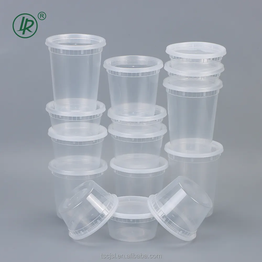 Limpar descartável Microwavable Soup Cup Leakproof Round Food Storage Containers Plastic Polypropyelen Deli Container