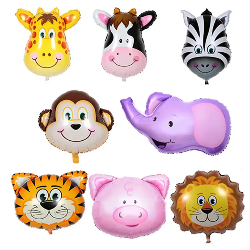 도매 동물 머리 호일 풍선 동물원 테마 파티 돼지 호랑이 동물 헬륨 풍선 어린이 장난감