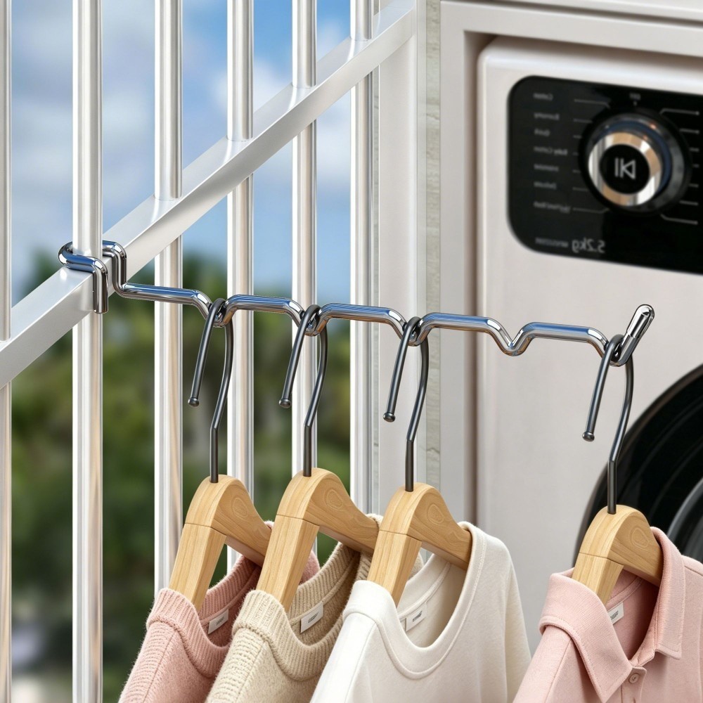 Perchero para ropa con ventana de seguridad para balcón