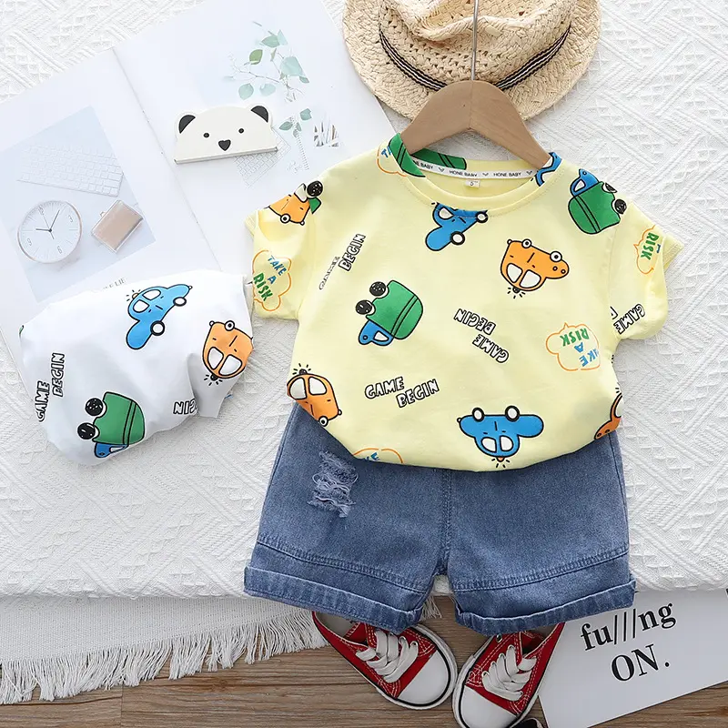 2023 summer wholesale kids clothing baby boys clothes sets casual COTTON t shirt tops casual children clothes