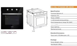 Horno de vidrio con Control Digital inteligente J 60L, aparato de cocina eléctrico para el hogar, microondas incorporado, capacidad de 220V - Product Image 6