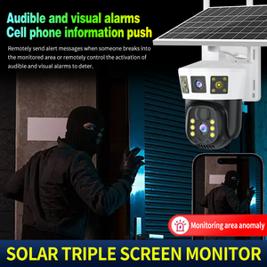 Sim kart GÜNEŞ PANELI çift kamera Lens 3 ekranlar açık 4K 4G ağ kablosuz IP ev güvenlik 4g PTZ güvenlik kamerası - Product Image 6