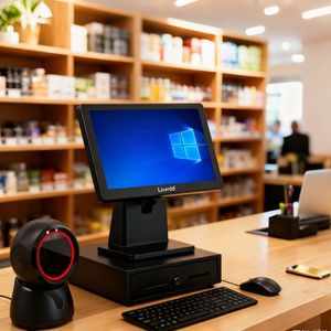Liverdol Hot Nhà cung cấp bán buôn màn hình cảm ứng kép kiểm tra truy cập tiền mặt đăng ký đầy đủ <span class=keywords><strong>POS</strong></span> hệ thống máy với QR Máy quét mã - Product Image 1