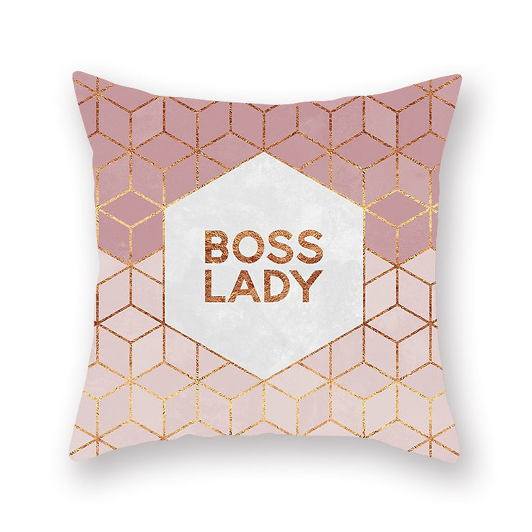 ins Nordic style rose gold pink peach skin velvet cushion cover geometric patchwork velvet cushion cover sofa seat cushion cover
