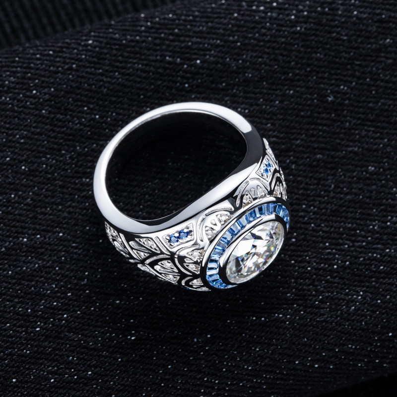 Version moissanite couleur D + zircon bleu