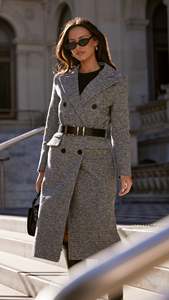 Winter Windcheater Elegant British Vintage High Quality Lady Modest Long Custom Made Ladies Jackets for Women Checked Tweed <strong>Coat</strong>