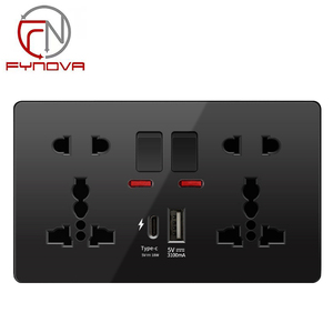 双开关USB C型插座快速充电4路通用壁式插座智能生活英国单极智能壁式开关 - Product Image 4