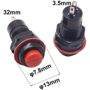 DS-213 blu 10mm interruttore a pulsante in ottone autoregolante da 10mm a 2 PIN corrente Max 1A tensione Max 24V funzione autobloccante IP67/IP65 - Product Image 5