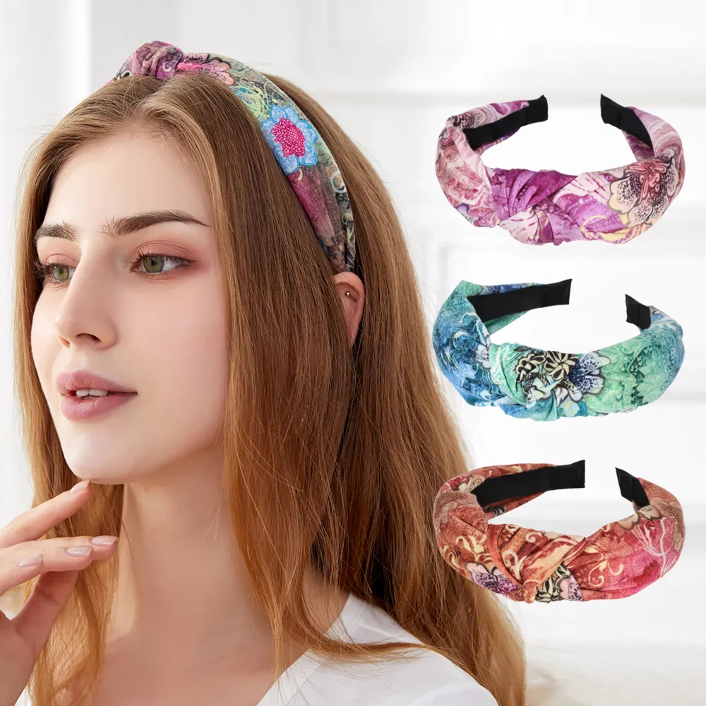 Vente en gros de bandeau coréen de haute qualité pour femmes et filles diadème en épingle à cheveux antidérapant bandeau de cheveux à fleurs nouées accessoires de cheveux