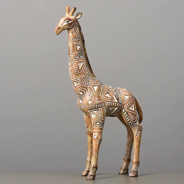 Indiano Resina Giraffa Scultura Figurine India Vita Size Giraffa Animale Giardino Naturale Statua