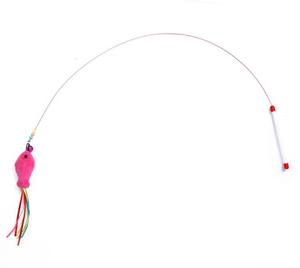 Lustige Angelrute interaktive Katzenspielzeug Kätzchen Katze Haustierspielzeug Stahldraht Federn Glockenstift Finger-Stick Teaser Haustierzubehör - Product Image 6