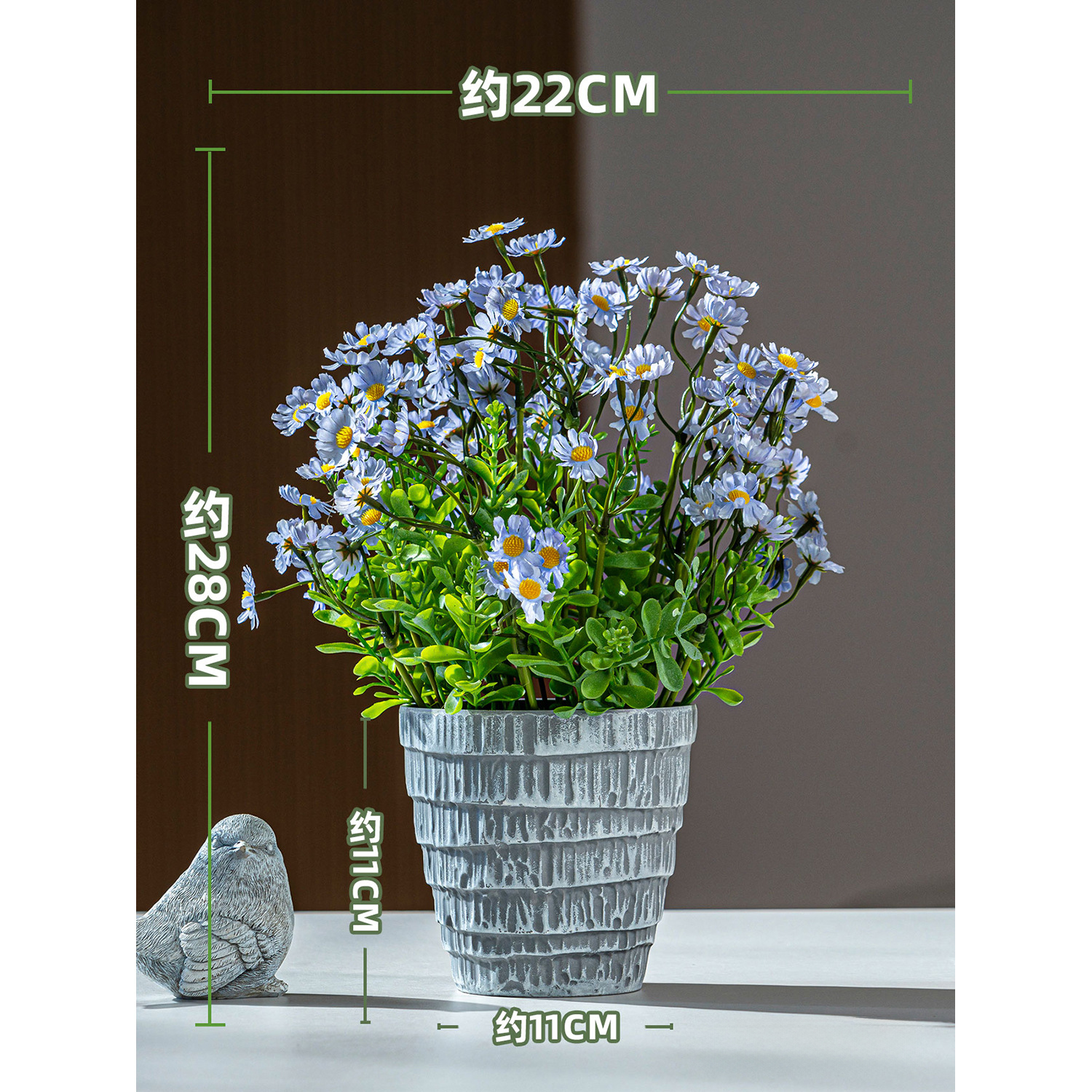 Fleur en pot de marguerite bleue (22x28cm)