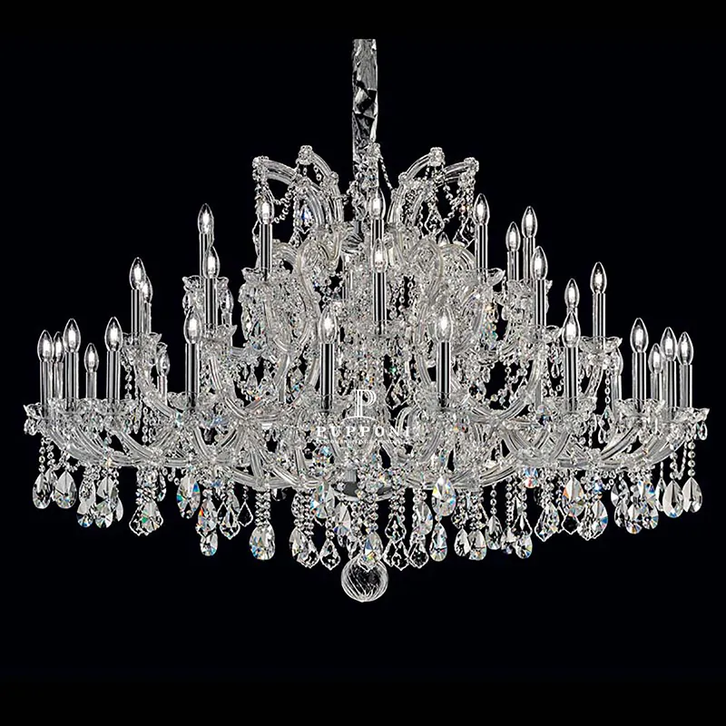 Lustre de cristal grande para decoração de casamento e igreja, modelo novo de luxo, pingente de vidro cromado K9 para decoração de casamento, modelo 2024, ideal para villa