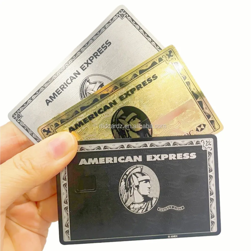 Carte di credito in metallo nero Amex Express con incisione Laser Amex tessere di debito in metallo