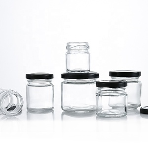 Sıcak satış 1oz 30ml 45ml 60ml 80ml 120ml 150ml mini yuvarlak bal cam kavanoz gıda depolama reçel hava geçirmez metal kapaklı - Product Image 1