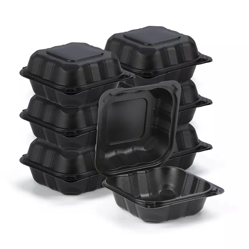 Voedselmaaltijd Prep Plastic Burger Lunchbox Magnetronkluis Groothandel Degradeert Eenmalige Lunchboxen Voor Wegwerp Biologisch Afbreekbare Hamburger