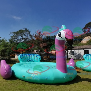 Dev şişme Flamingo havuzu yüzme havuzu su oyuncakları yüzer su oyun ekipmanları ada yüzen Mat