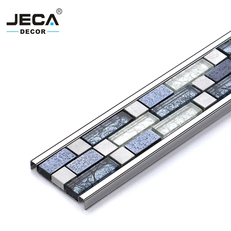 JECA Luxury Stainless Steel Decorative Trim With Diamond Decoration 304 Metal Tile Profiles For Bathroom Wall Decoration