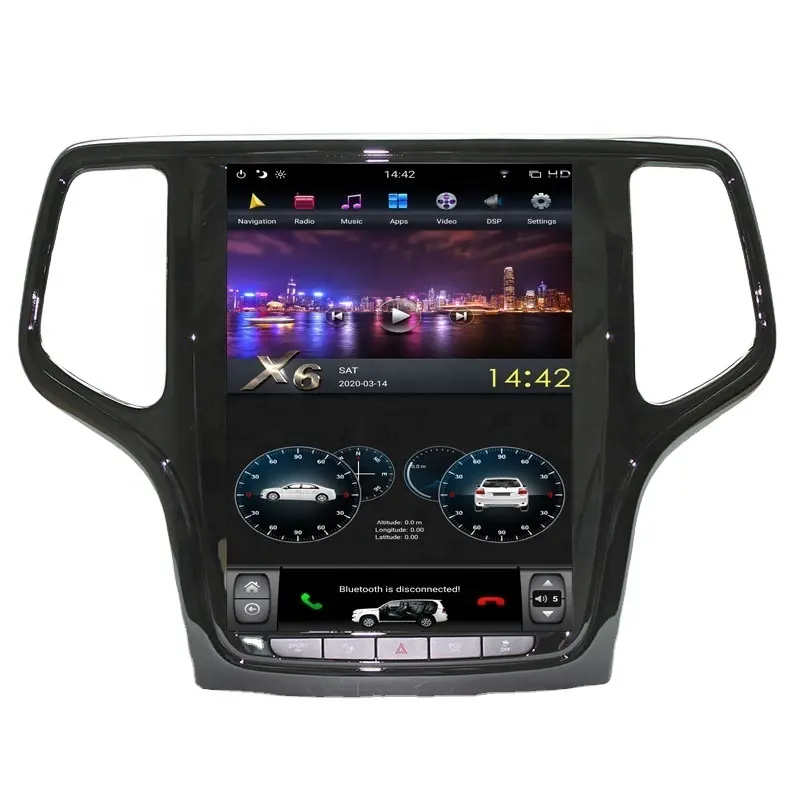 10.4 ''Android 9.0 PX6 dikey ekran araba GPS navigasyon JEEP Grand Cherokee 2013-2019 için Stereo multimedya oynatıcı radyo