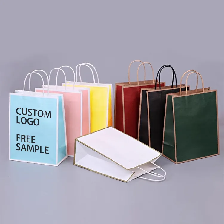 Impressão personalizada barata cor marrom shopper transportadora papel saco reciclado presente kraft sacos de papel com alças torcidas vestuário embalagem