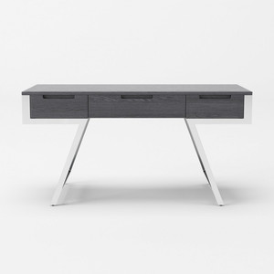 HMS 63 Gray Silver Wooden Writing Desk with <strong>Three</strong> Drawers Portable Foldable <strong>Computer</strong> <strong>Table</strong> with Shelf <strong>for</strong> Office Use in Hotels - Product Image 1