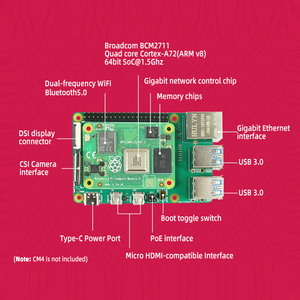 Yeni ahududu Pi için PI4B CM4 IO kurulu adaptörü CM4 ahududu Pi bilgi işlem modülü 4