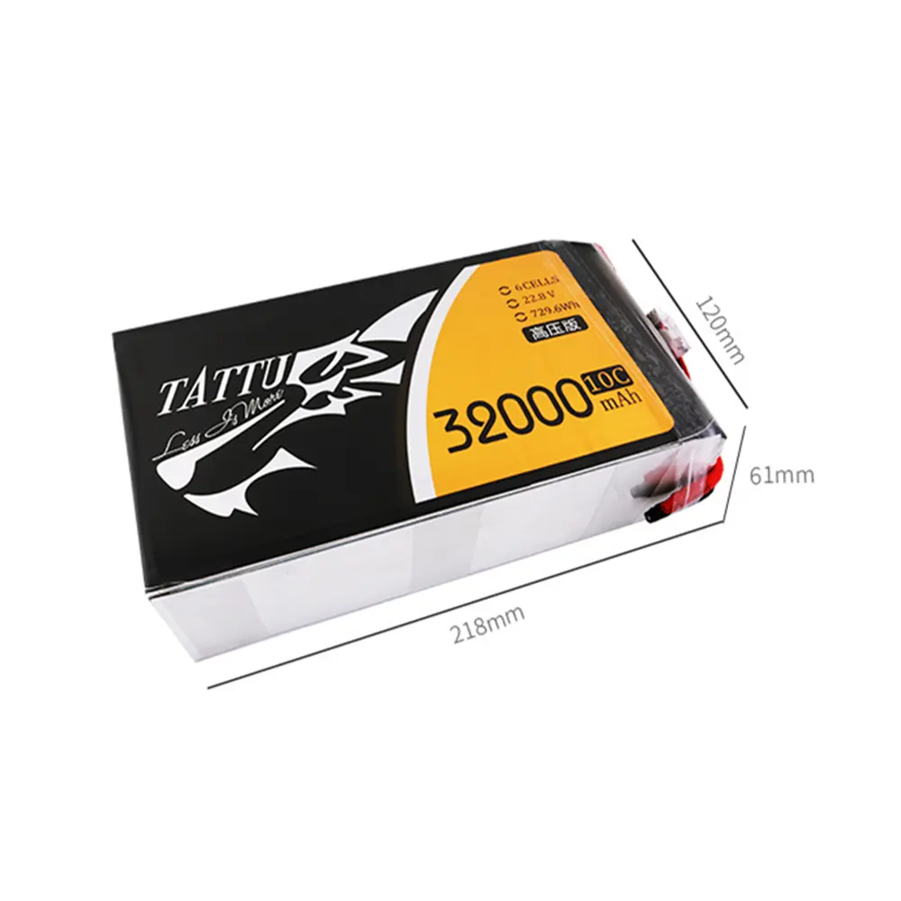Tattu 32000mAh 22.8V 10C 6S1P High Voltage agriculture uav drone lipo battery with XT90 connector