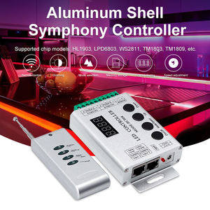 แผงควบคุมอลูมิเนียมสีสันสดใส DC 5-24V รีโมทคอนโทรล RGB LED ตัวควบคุมพิกเซลสำหรับไฟแถบ LED 2ช่องแบบขนาน - Product Image 5