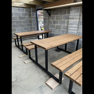 Nhà Máy Bán Buôn Ngoài Trời Dã Ngoại Bảng PS Gỗ Kim Loại Ăn Cho Nhà Hàng Bảng Và Ghế Bên Ngoài Patio Bảng Và Băng Ghế Dự Bị Thiết Lập - Product Image 3