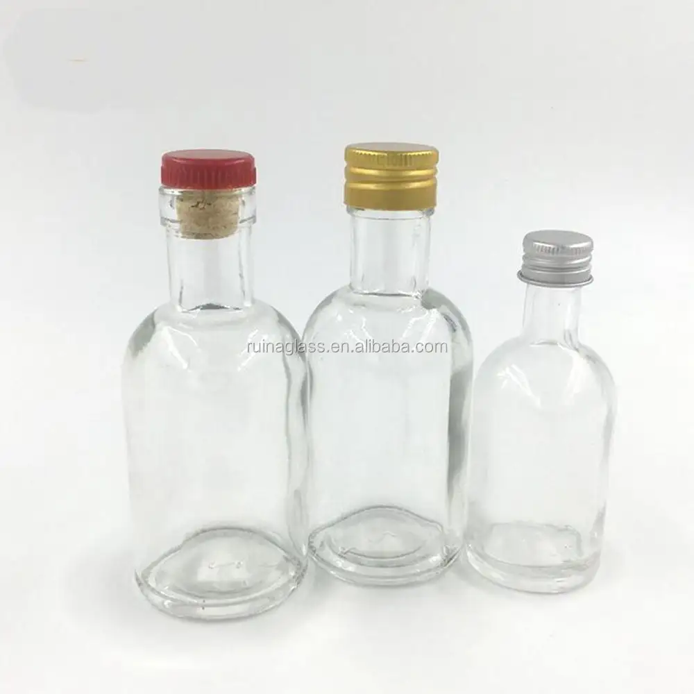 50ml Mini Wodka Likör Rum Whisky Glasflasche mit Schraub deckel oder Kork