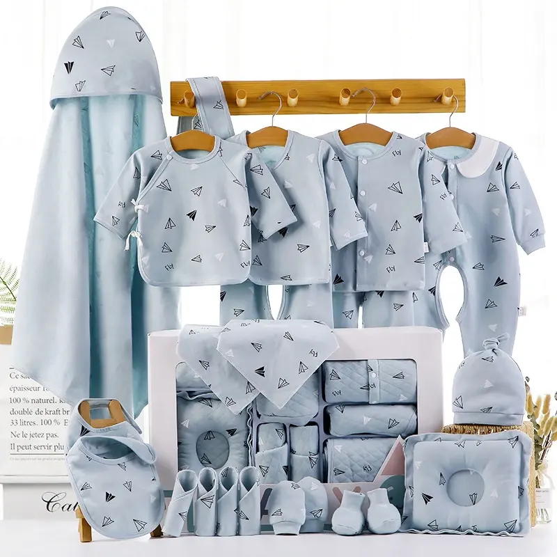 Confezione regalo per bambini set di abbigliamento in cotone 18 pezzi 21 pezzi 23 pezzi blu rosa verde set regalo per neonati appena nati