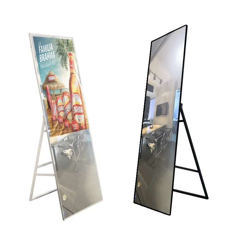 المحمولة مرآة سحريّة شاشة الطابق الوقوف 55 "بوصة TFT شاشة إعلانات LED مع الروبوت WIFI شبكة وظيفة لمتجر