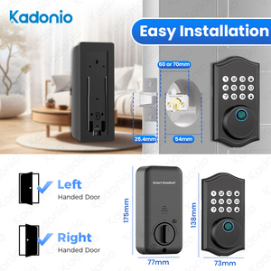 Kadonio Smart Security <strong>Alarm</strong> <strong>System</strong> Zinc Alloy BLE <strong>Keypad</strong> Tuya Single Electronic CE Certificate Deadbolt <strong>Lock</strong>