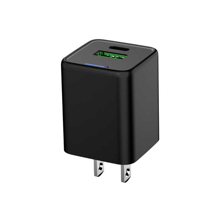 Pengisi daya Mini GaN Port Ganda 30W A + C pengisi daya portabel pengisian cepat QC3.0 adaptor perjalanan sertifikat CE ROHS KC
