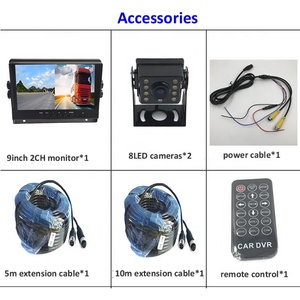 กล้องติดรถยนต์ LED Starlight,2ช่อง AHD การสำรองข้อมูลย้อนกลับ8ชิ้นพร้อมหน้าจอ9นิ้ว2CH รถบรรทุกรถบัส DVR เครื่องบันทึก AHD Monitor 24V - Product Image 4