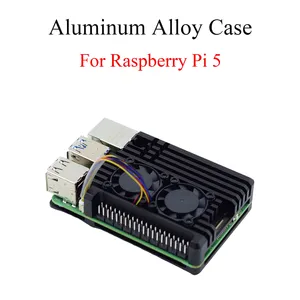 Raspberry Pi Case Carcasa de aleación de aluminio Caja protectora de refrigeración con 2 ventiladores PWM para Raspberry Pi 5 - Product Image 2